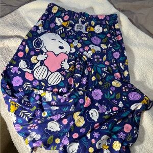 Blue and Purple Floral Snoopy and Friends Pajama Pants